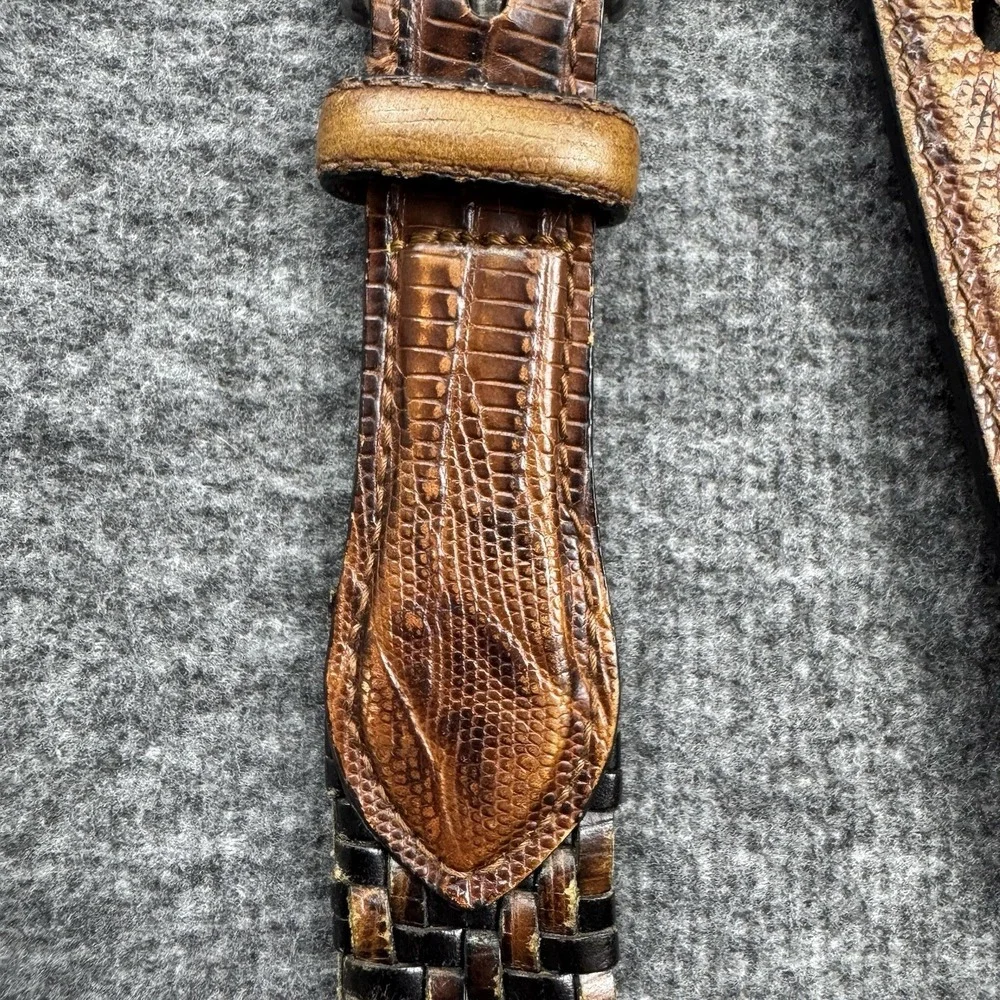 Brighton Brown & Black Leather Braided‎ Belt Size 36 Model P4100 *READ*